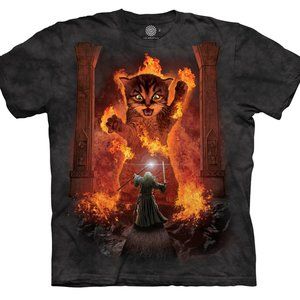The Mountain Cat Gandalf You Shall Not Pass Fire Kitten Wizard Kitty Shirt S-3X